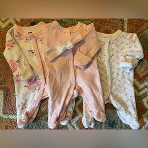 Hudson Baby preemie baby girl sleeper outfit bundle lot